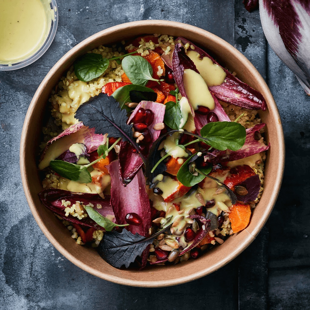 Salade Bulgur au potiron rôti et à la grenade